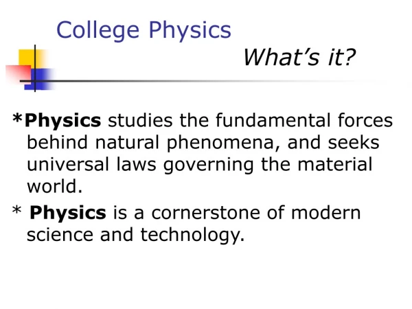 College Physics What’s it?