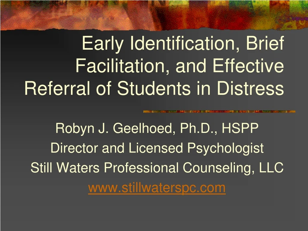 early identification brief facilitation and effective referral of students in distress