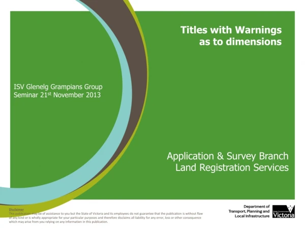 Titles with  Warnings  as  to  dimensions