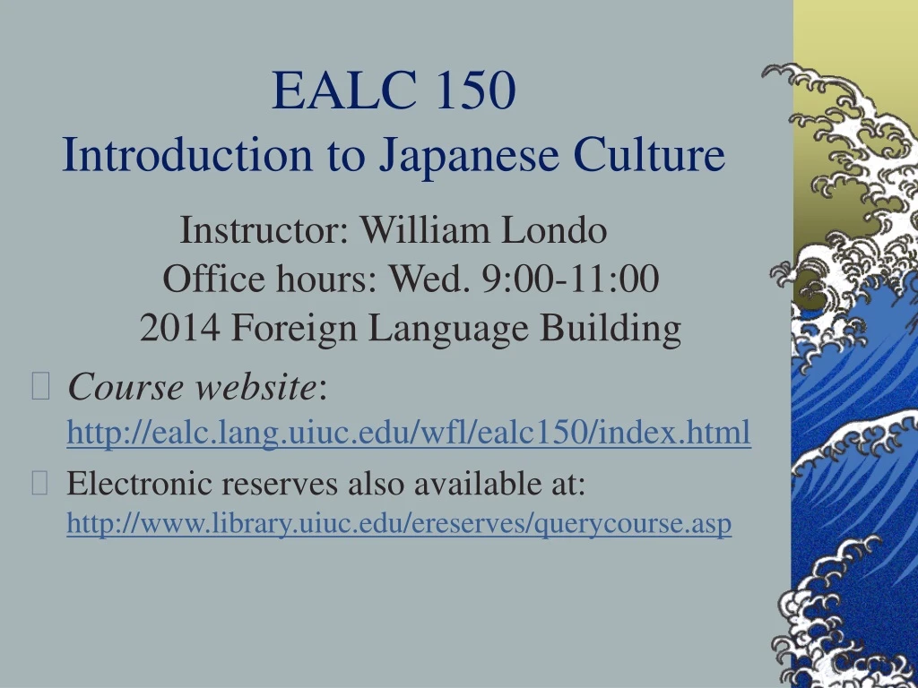 ealc 150 introduction to japanese culture