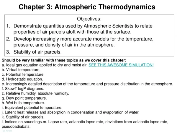 Chapter 3: Atmospheric Thermodynamics