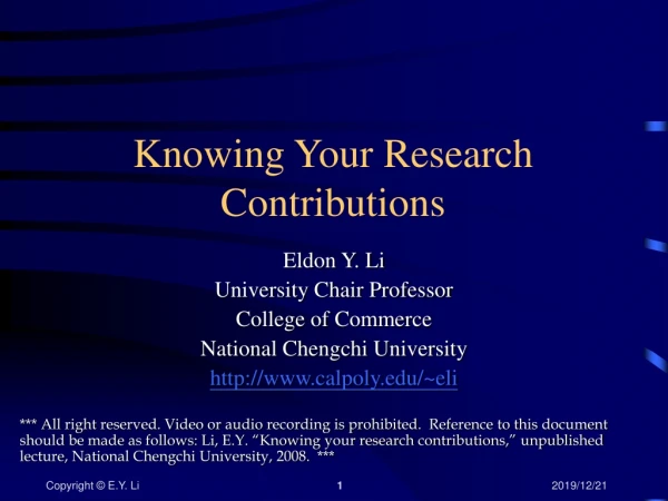 Knowing Your Research Contributions