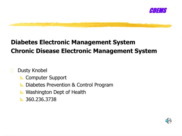 Diabetes Electronic Management System Chronic Disease Electronic Management System Dusty Knobel