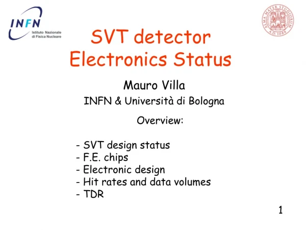 SVT detector  Electronics Status