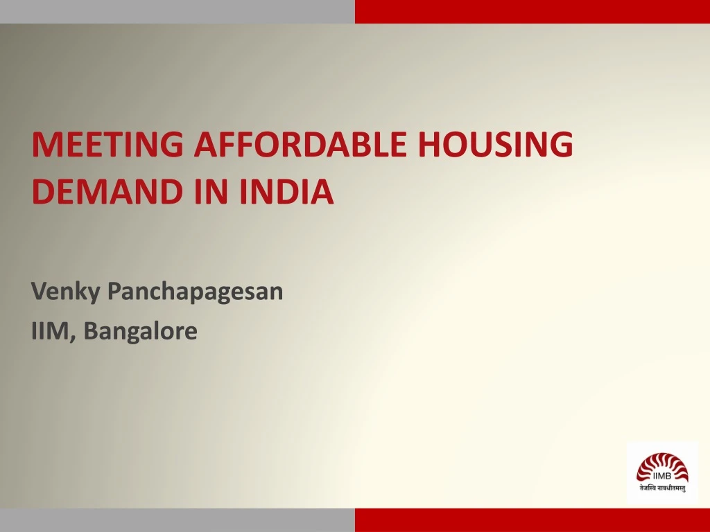 meeting affordable housing demand in india