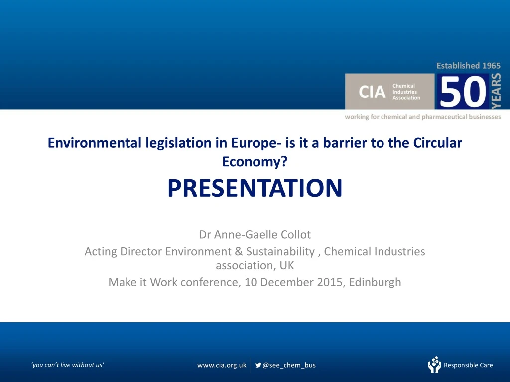 e nvironmental legislation in europe is it a barrier to the circular economy presentation