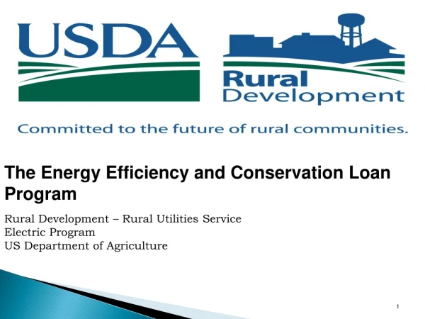 The Energy Efficiency and Conservation Loan Program Rural Development – Rural Utilities Service