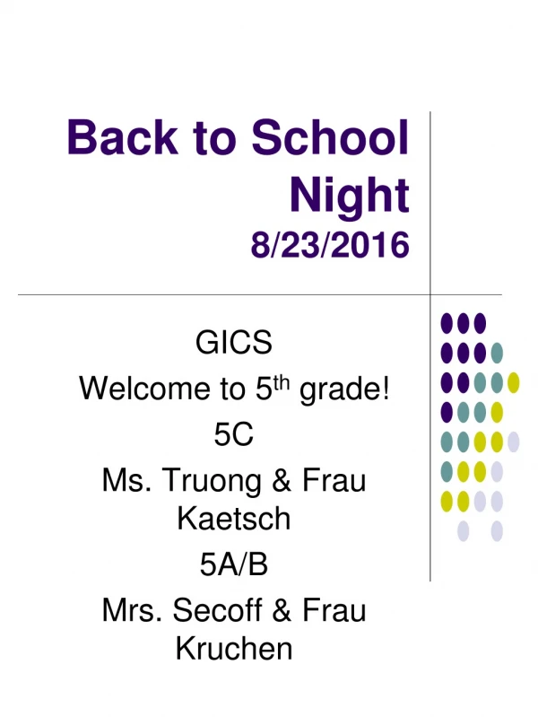 Back to School Night 8/23/2016