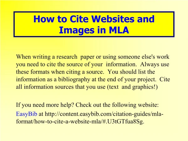 How to Cite Websites and Images in MLA