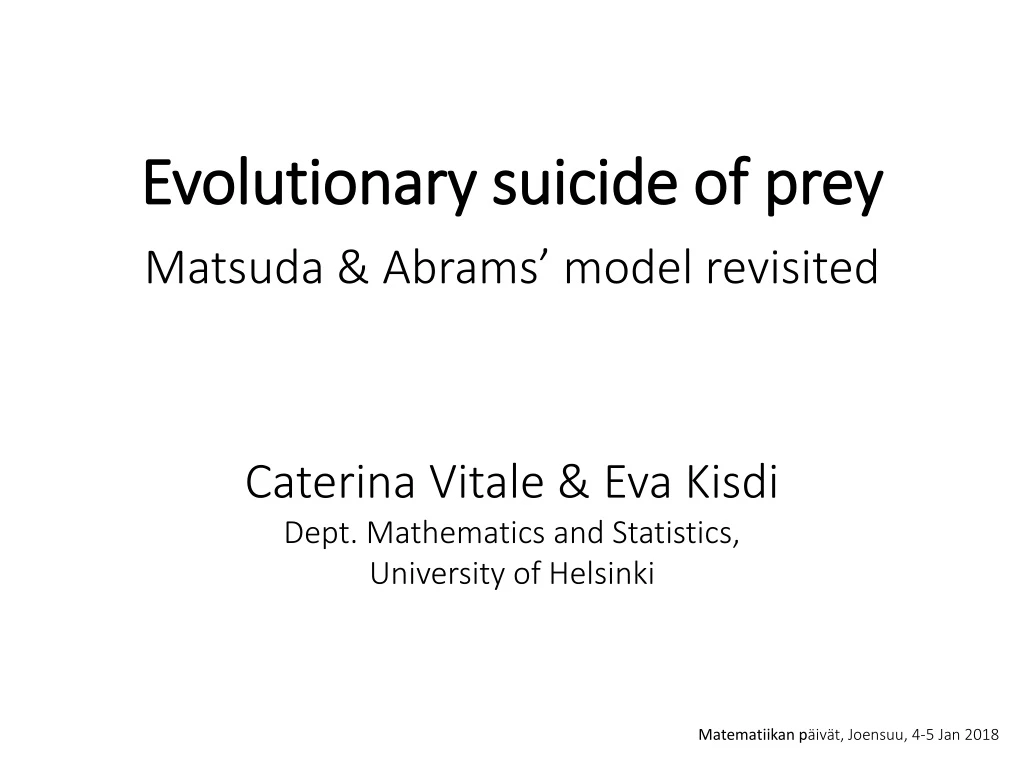 evolutionary suicide of p rey m atsuda abrams model re v isited