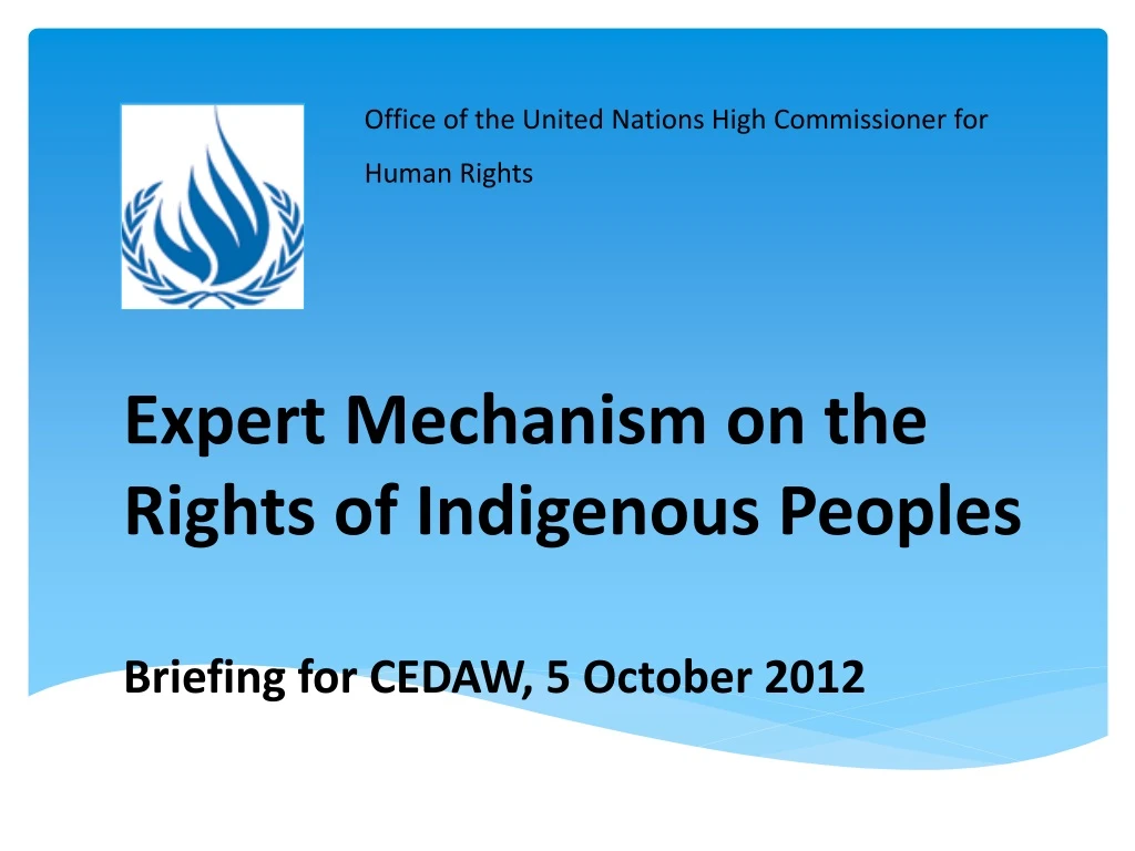 expert mechanism on the rights of indigenous peoples briefing for cedaw 5 october 2012