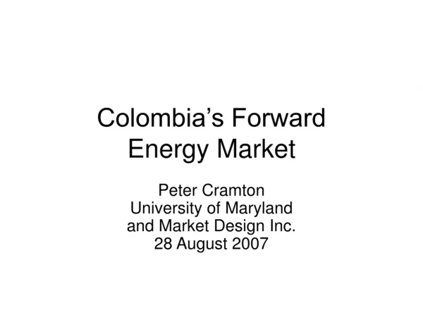 Colombia’s Forward Energy Market