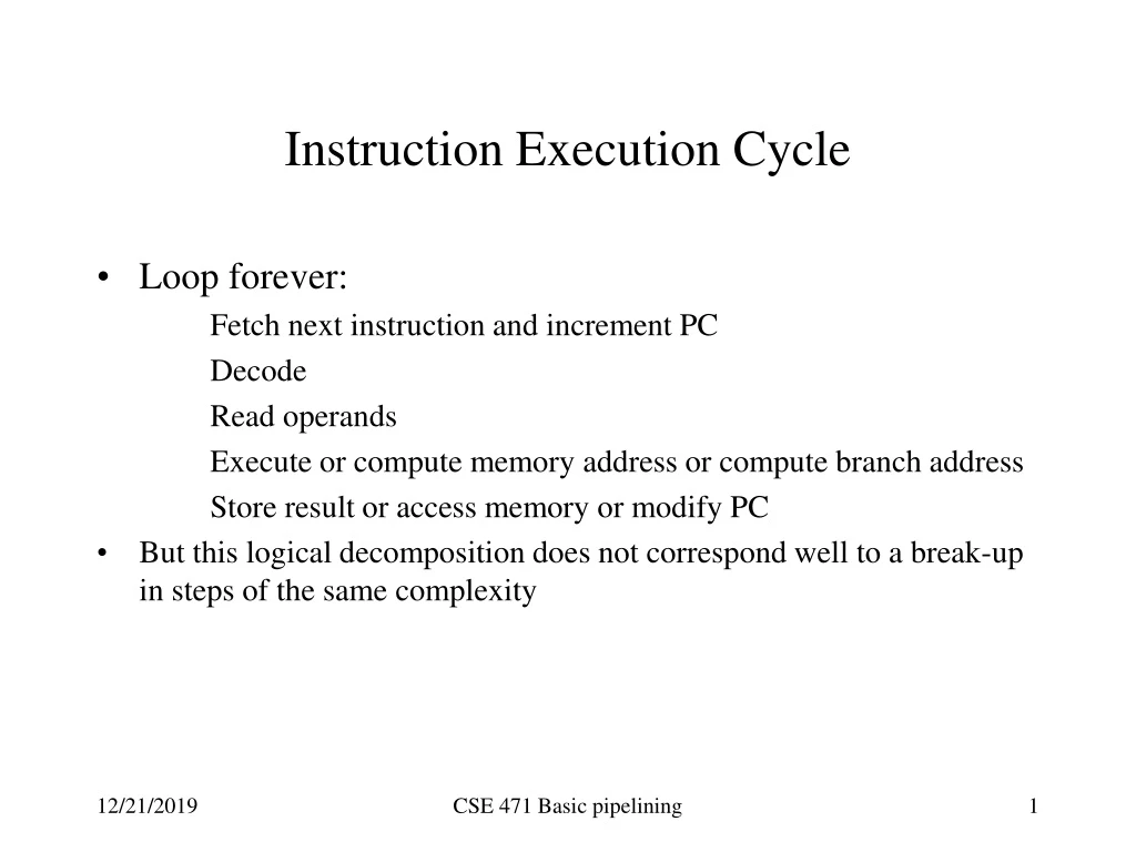 instruction execution cycle