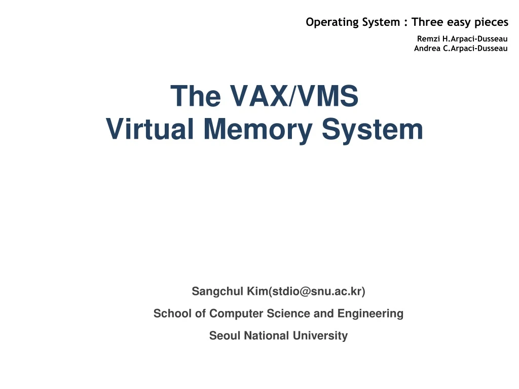 the vax vms virtual memory system