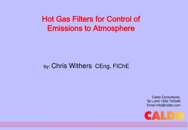 Hot Gas Filters for Control of  Emissions to Atmosphere