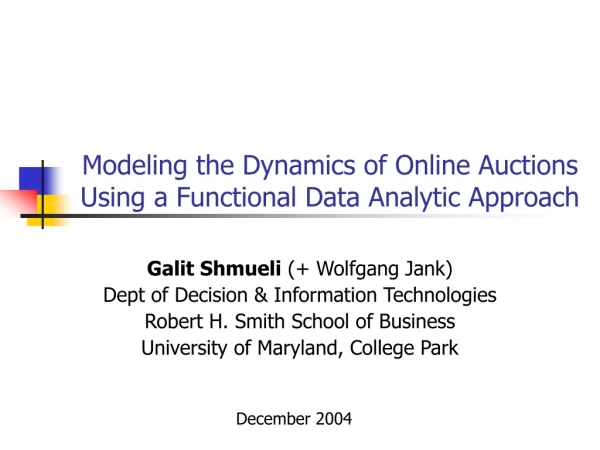 Modeling the Dynamics of Online Auctions  Using a Functional Data Analytic Approach