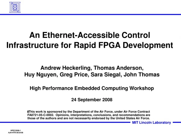 An Ethernet-Accessible Control Infrastructure for Rapid FPGA Development