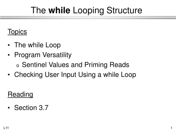 The  while  Looping Structure