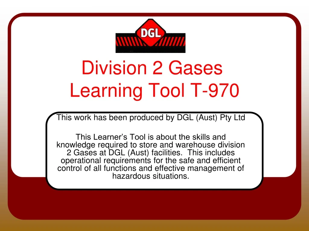 division 2 gases learning tool t 970