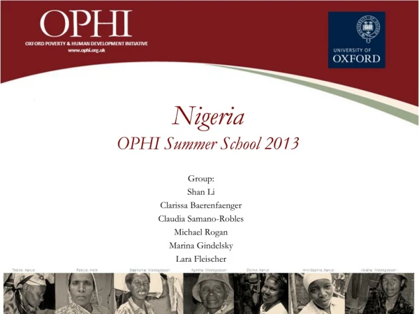 Nigeria OPHI Summer School 2013