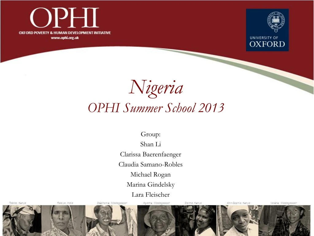 nigeria ophi summer school 2013