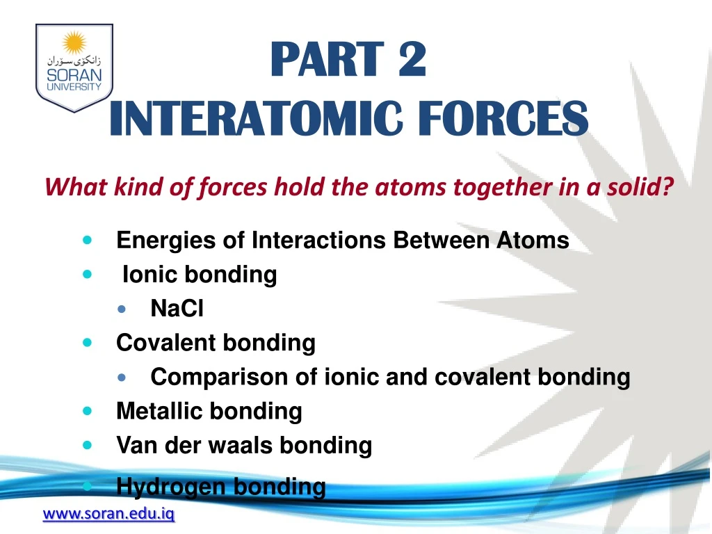 part 2 interatomic forces