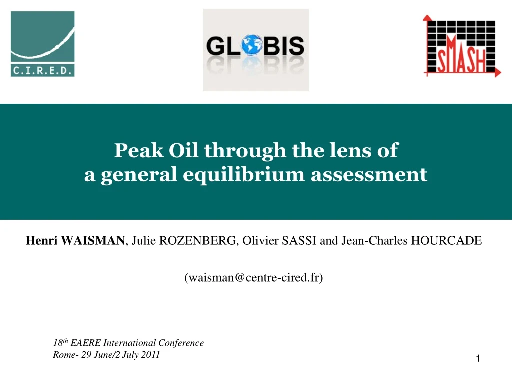 peak oil through the lens of a general equilibrium assessment