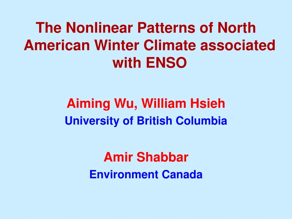 the nonlinear patterns of north american winter