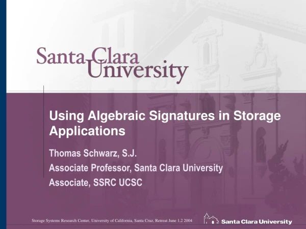 Using Algebraic Signatures in Storage Applications