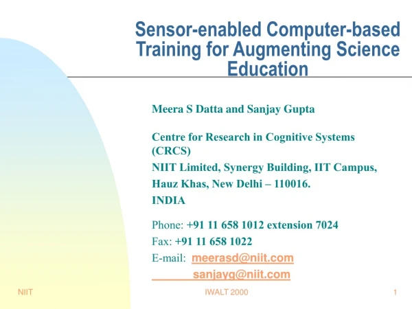 Sensor-enabled Computer-based Training for Augmenting Science Education