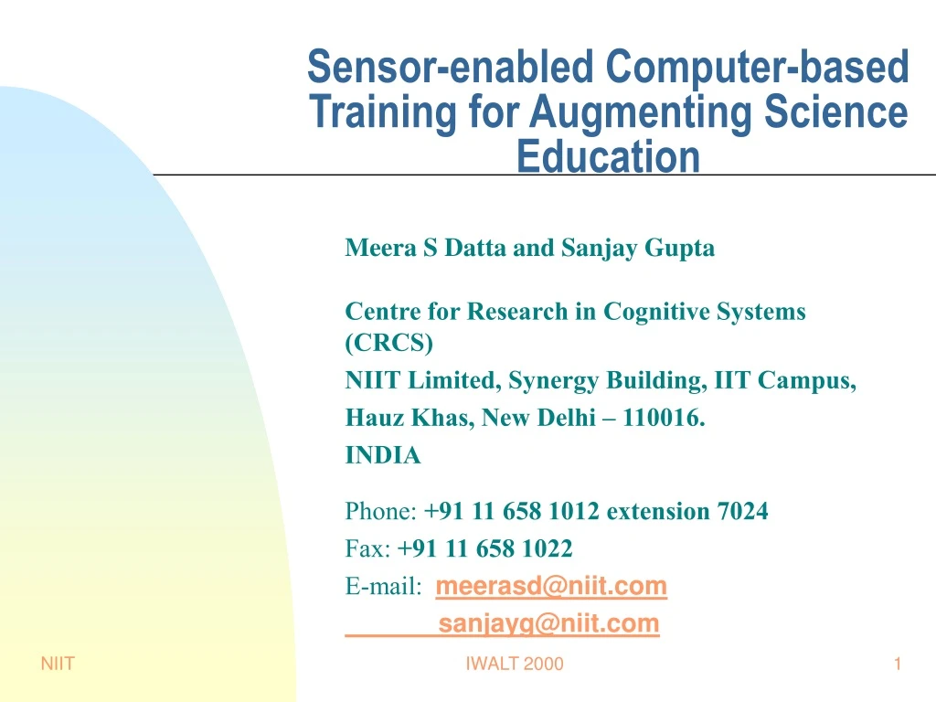 sensor enabled computer based training for augmenting science education