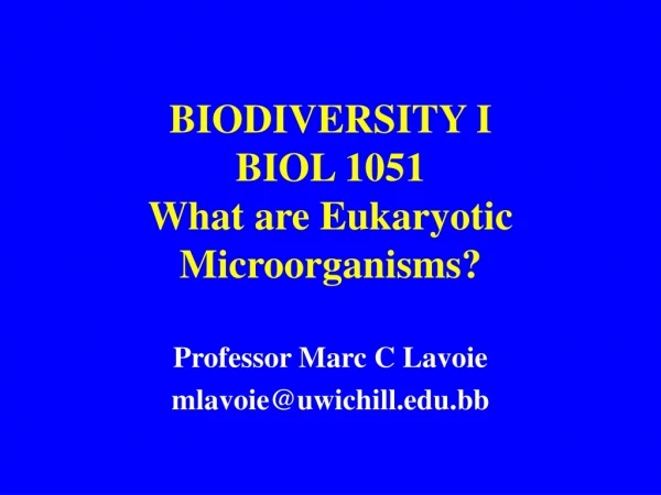 BIODIVERSITY I BIOL 1051 What are Eukaryotic Microorganisms?