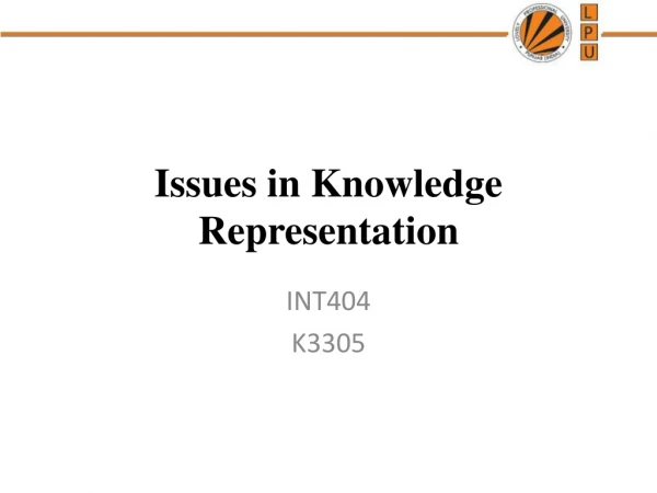 Issues in Knowledge Representation