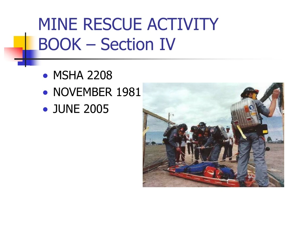 mine rescue activity book section iv