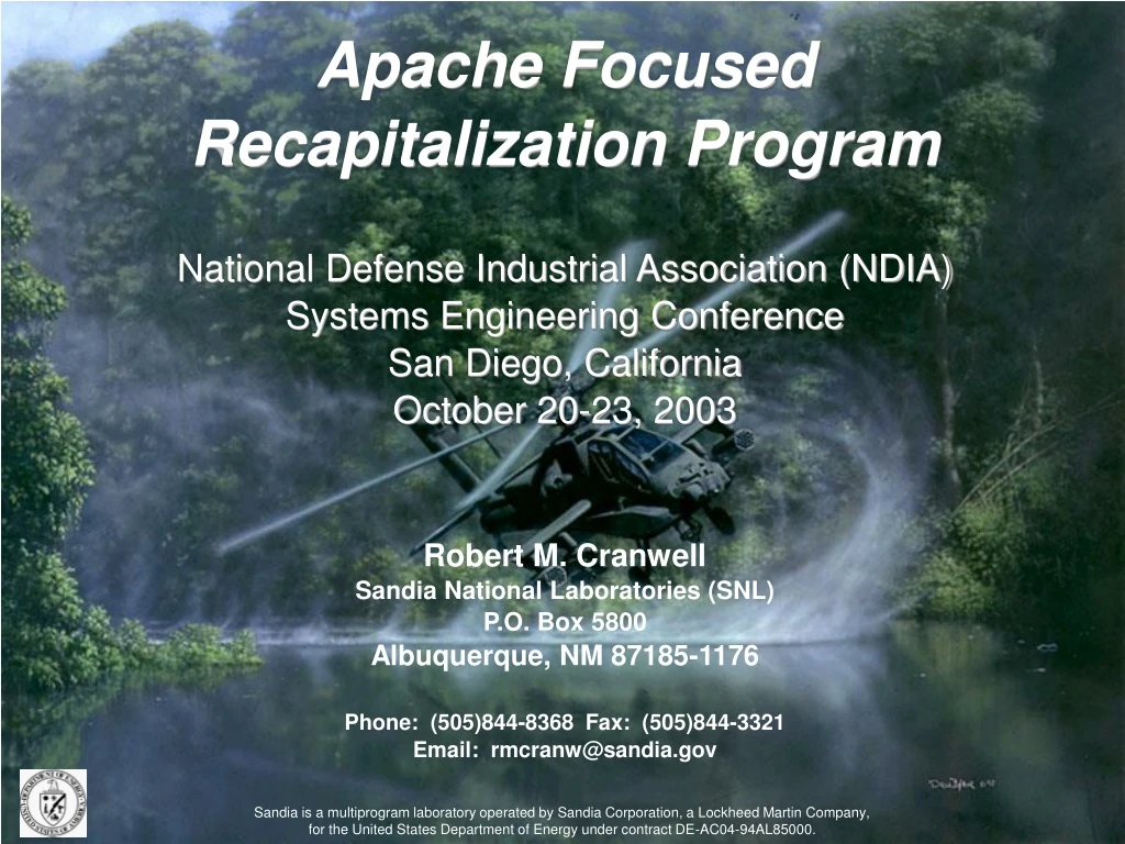 apache focused recapitalization program national