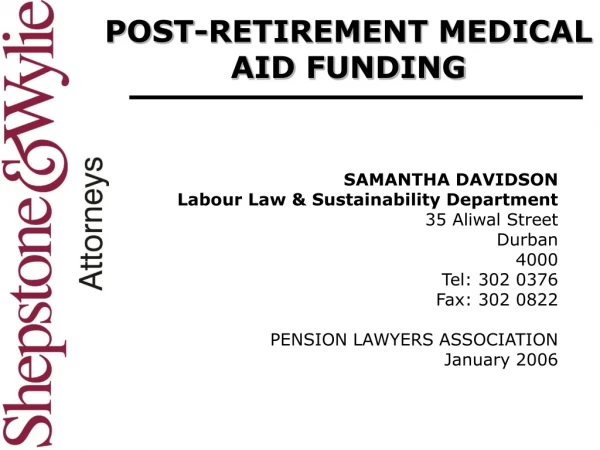 POST-RETIREMENT MEDICAL AID FUNDING