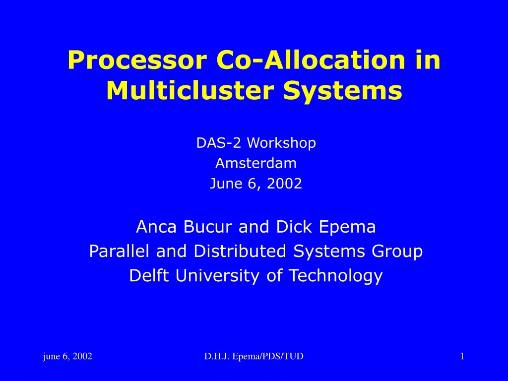 processor co allocation in multicluster systems