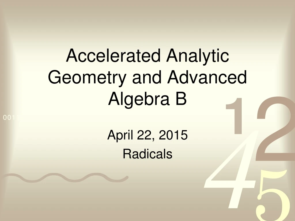 accelerated analytic geometry and advanced algebra b