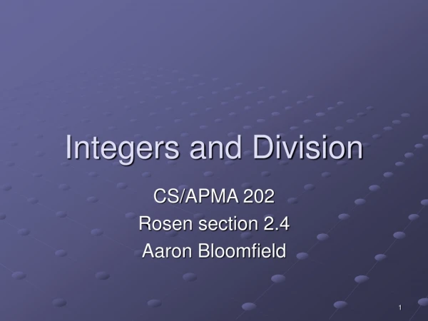 Integers and Division