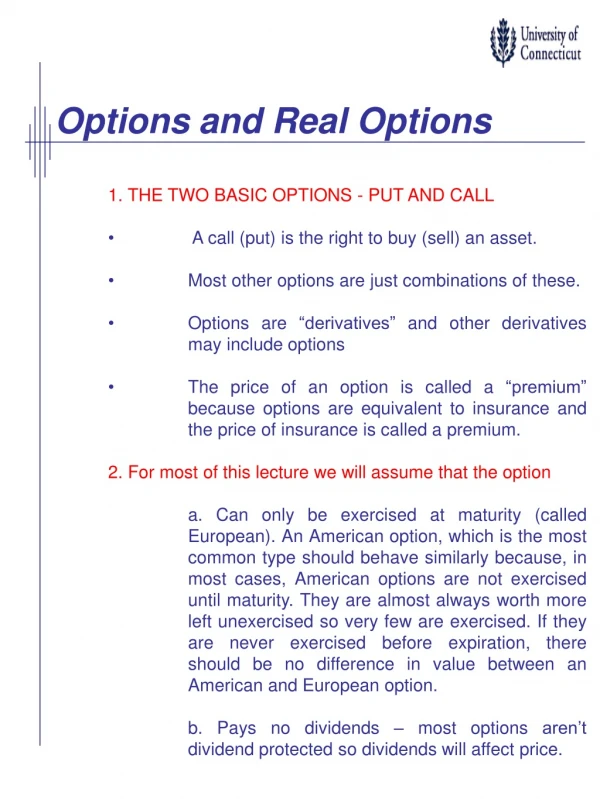 Options and Real Options
