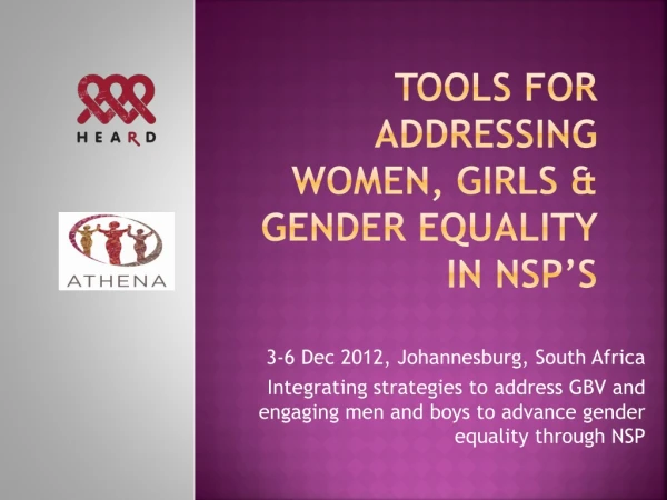 Tools for Addressing Women, Girls &amp; Gender Equality in NSP’s
