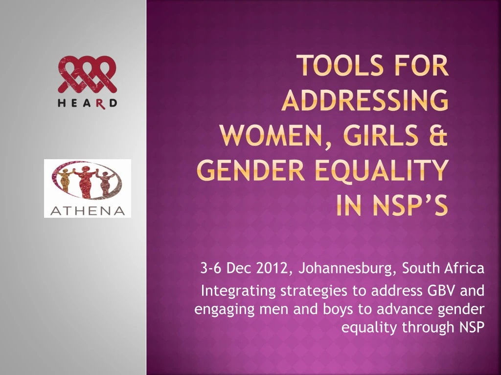 tools for addressing women girls gender equality in nsp s