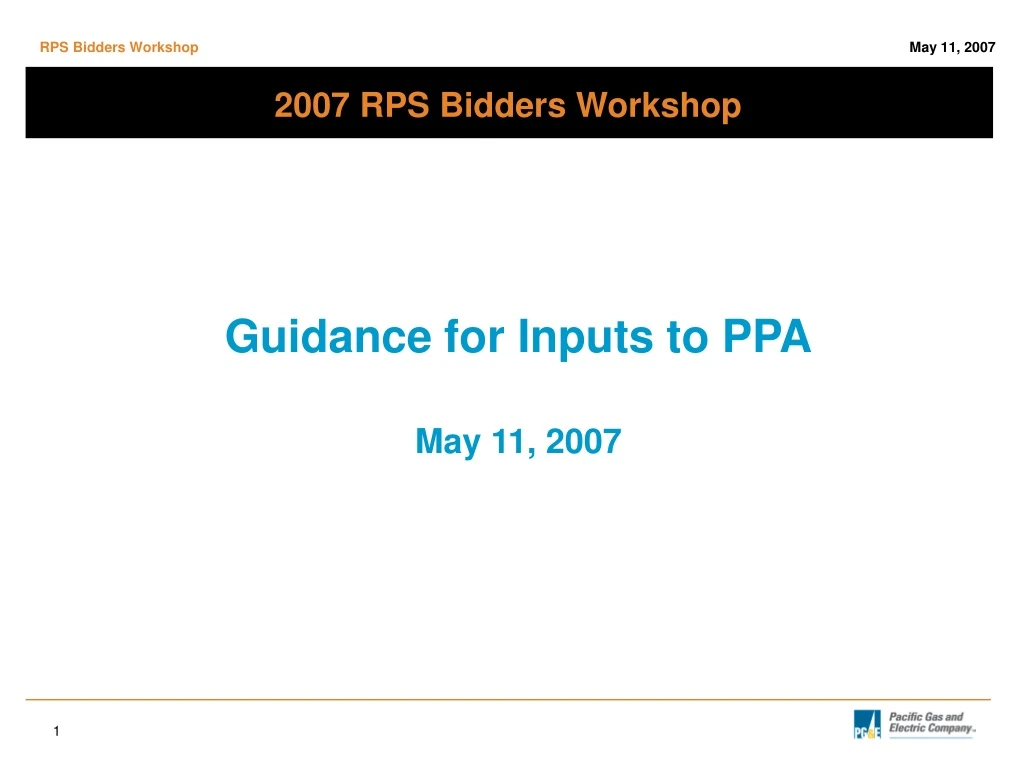 2007 rps bidders workshop