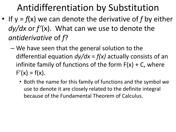 Antidifferentiation by Substitution