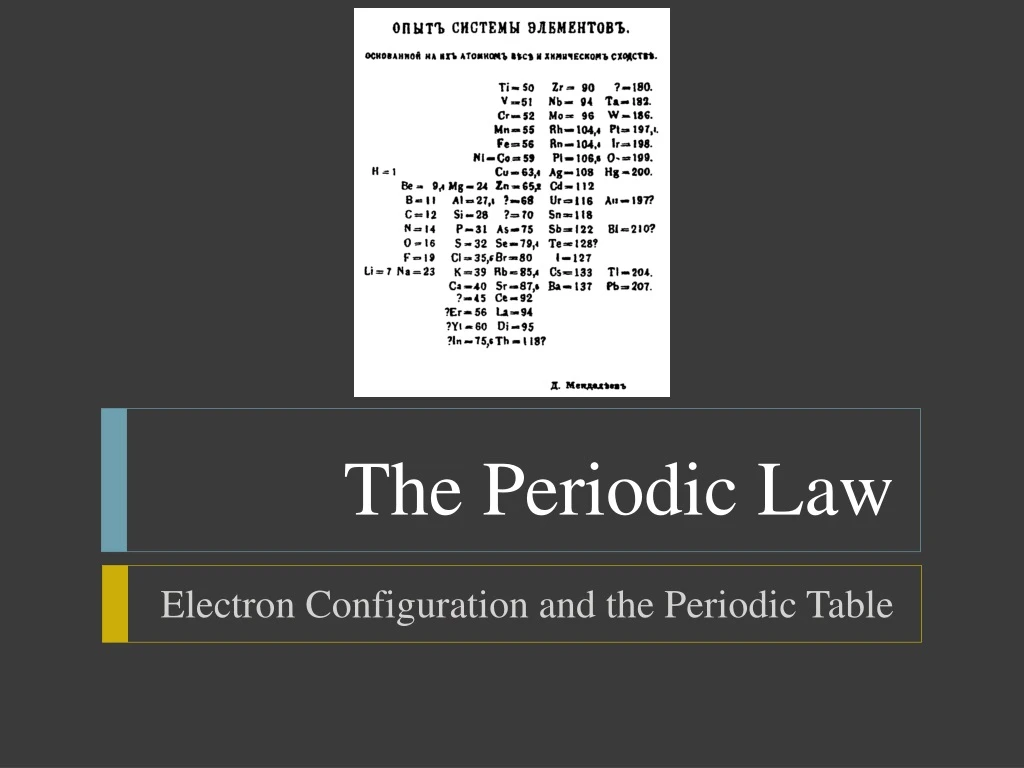 the periodic law