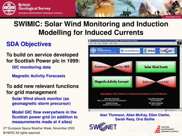 SWIMIC: Solar Wind Monitoring and Induction Modelling for Induced Currents