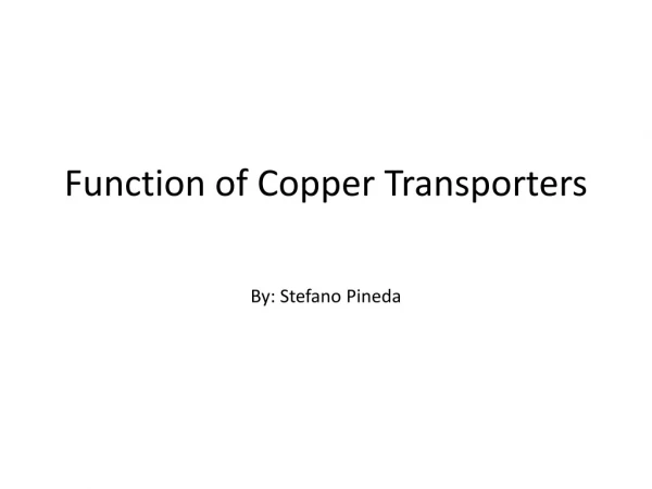 Function of Copper Transporters