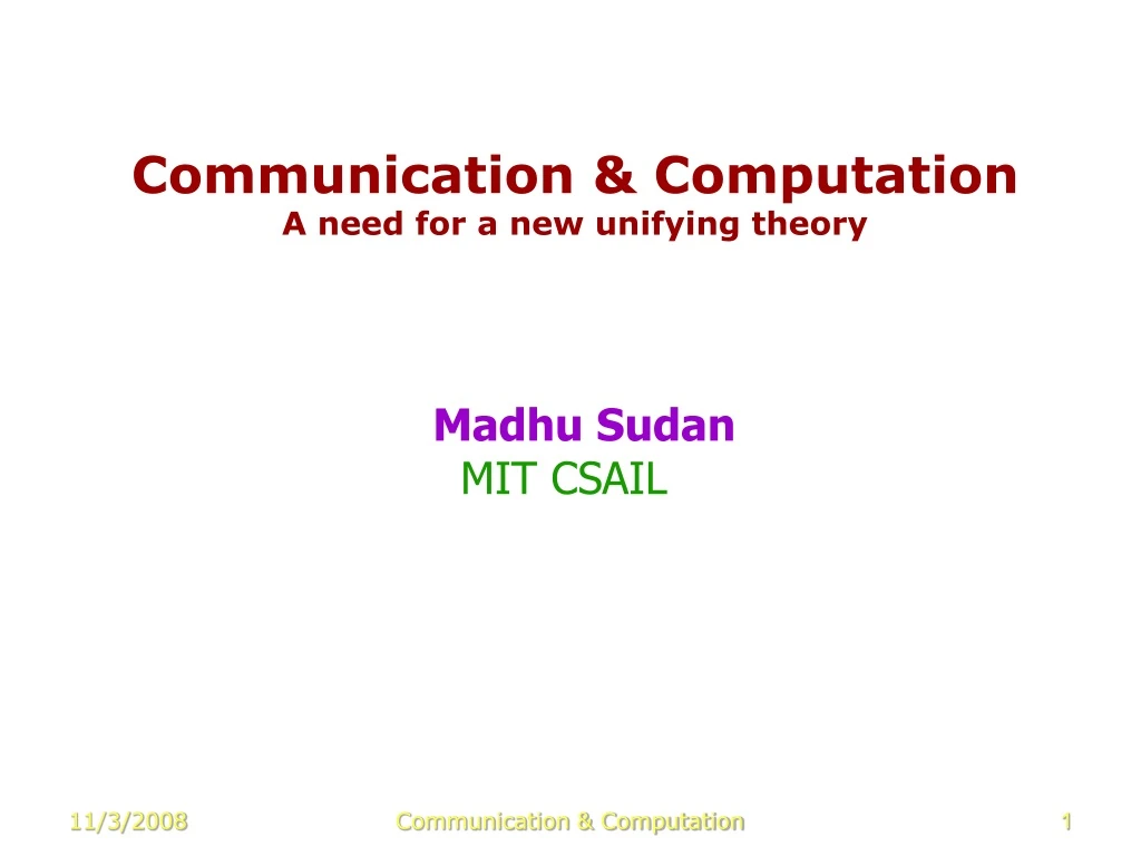 communication computation a need