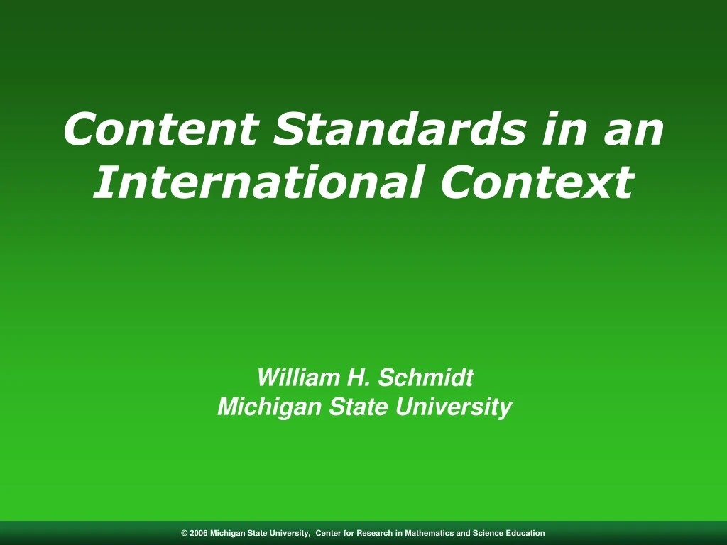 content standards in an international context