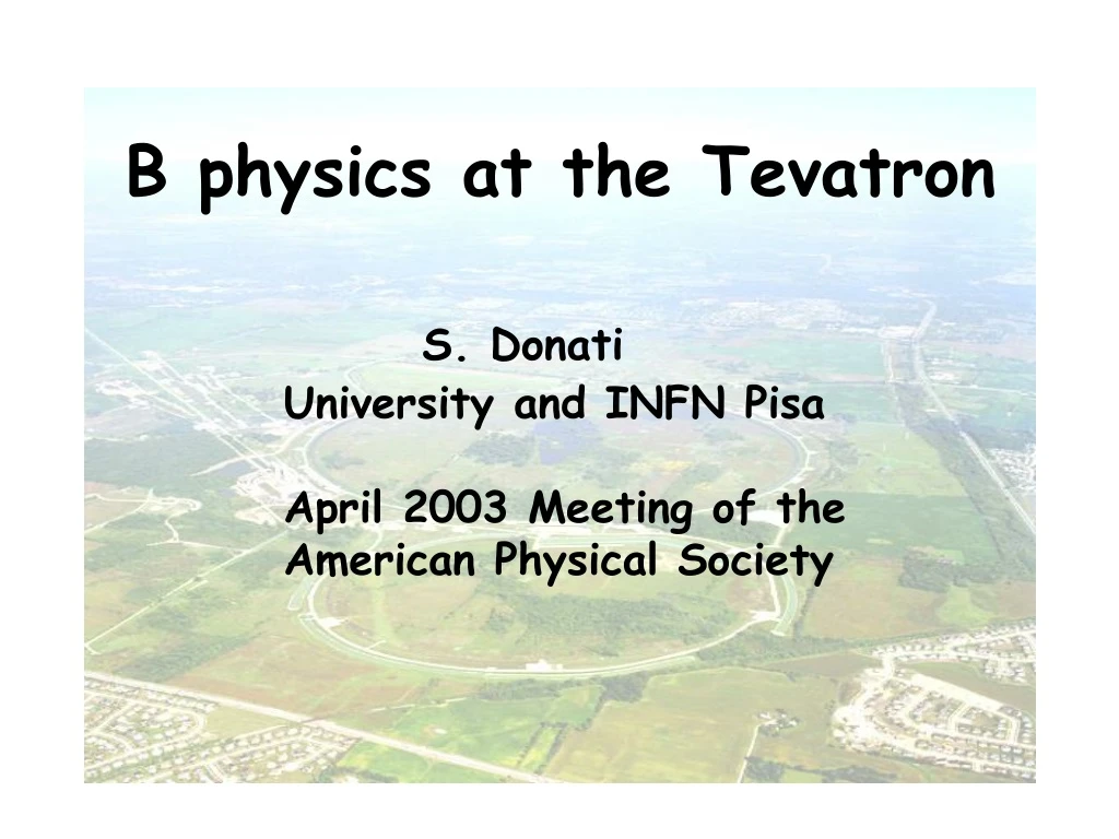 b physics at the tevatron s donati university